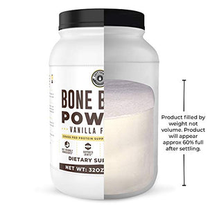 Bone Broth Protein Powder, Vanilla, Grass Fed, 2 lbs / 42 Servings, Large 32 oz Size, Low Carb, Keto Friendly, Contains Collagen, Non-GMO Ingredients, Hormone Free by Left Coast Performance