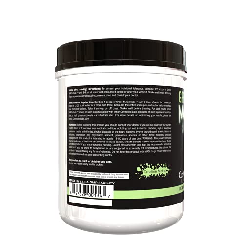 Controlled Labs Green Magnitude, Synergistic Creatine Formula, Promotes Strength, Stamina, and Performance, Helps Maintain Workout Intensity, 80 Servings, Sour Green Apple