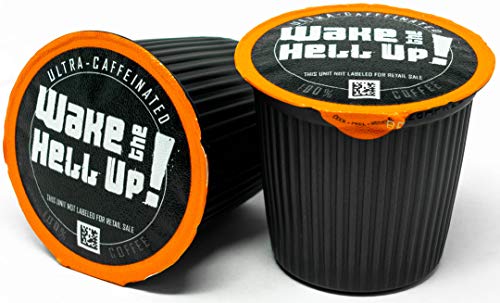 Wake The Hell Up! Dark Roast Single Serve Coffee Pods | Ultra-Caffeinated Coffee For K-Cup Compatible Brewers | 12 Count, 2.0 Compatible Pods | Perfect Balance of Higher Caffeine & Great Flavor.