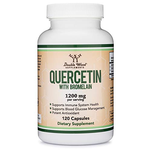 Quercetin with Bromelain - 120 Count (1,200mg Servings) Immune Health Capsules - Aids in Supporting Healthy Immune Functions in Men and Women (Vegan Safe, Made in USA) by Double Wood Supplements