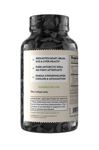 Crystal Star Omega 3 Antarctic Krill Oil (60 Softgels) - 1000mg of Omega-3 EPA & DHA Plus Astaxanthin, Phospholipids and Choline – Sustainably Sourced