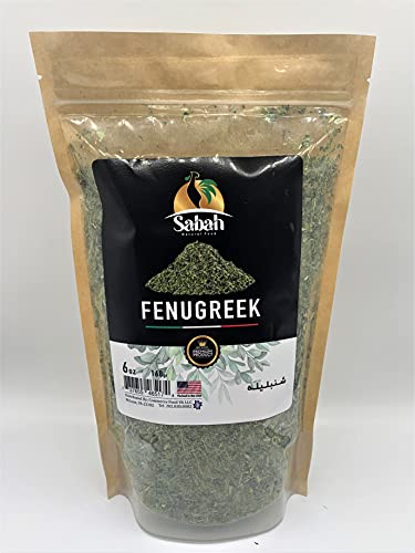 Sabah Dried Fenugreek Leaves - Premium Quality Product All Natural Sun dried All Natural, Kasuri Methi, Sun dried - 6 oz - 168gr, 6 Ounce (Pack of 1)