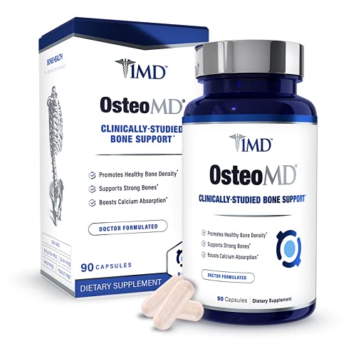 1MD OsteoMD for Comprehensive Bone Support | with Calcium Hydroxyapatite, Vitamin D3 & K2 | 90 Capsules