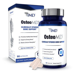 1MD OsteoMD for Comprehensive Bone Support | with Calcium Hydroxyapatite, Vitamin D3 & K2 | 90 Capsules