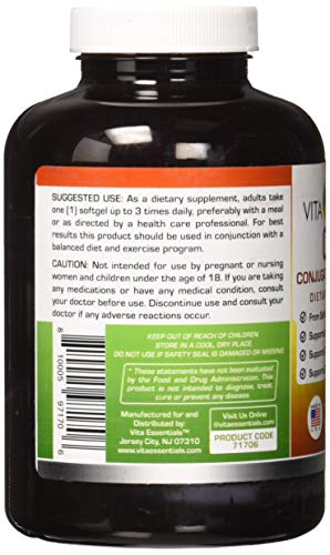 Vita Essentials Cla 1250 Mg Soft Gels, 120 Count
