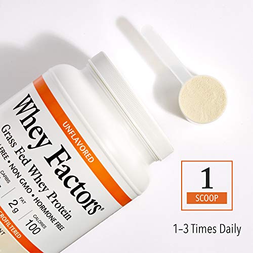 Whey Factors by Natural Factors, Grass Fed Whey Protein Concentrate, Aids Muscle Development and Immune Health, Unflavored, 2 lbs (34 servings)