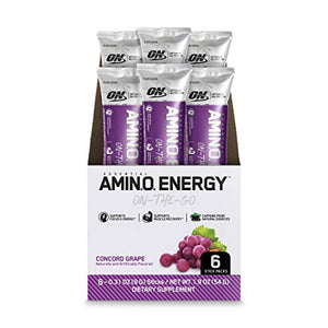 Optimum Nutrition Amino Energy - Pre Workout with Green Tea, BCAA, Amino Acids, Keto Friendly, Green Coffee Extract, Energy Powder - Concord Grape, 6 Count