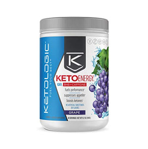 KetoLogic BHB Exogenous Ketones Drink Powder + Electrolytes + Caffeine - Keto Pre-Workout - Patented goBHB® Max Results - Amplify Ketosis, Utilize Fat for Energy (30 Servings) Grape