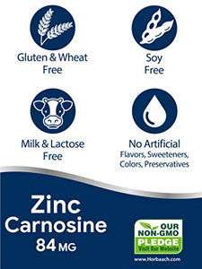 Zinc Carnosine Supplement | 84mg per Capsule | 150 Count | Non-GMO & Gluten Free | by Horbaach