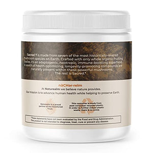 Sacred 7 Mushroom Extract Powder - USDA Organic - Lion's Mane, Reishi, Cordyceps, Maitake, Shiitake, Turkey Tail, Chaga - Supplement - Add to Coffee/Tea/Smoothies - Whole Mushrooms - No fillers