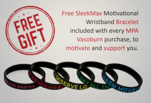 SleekMax, MPA Vasoburn Capsaicin Skin-Gel Pump Bottle, Targets Stubborn Areas, Capsaicin Cream, yohimbine Cream, bundle with a Motivational Wristband Bracelet by SleekMax to motivate and support you (7 oz.)