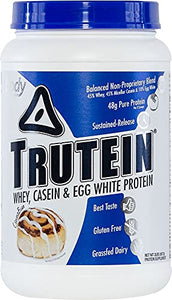 Body Nutrition Protein Powder - Trutein Cinnabun 2lb Whey, Casein & Egg White - Natural Low Carb Keto Friendly Drink - Zero Sugar - Lean Muscle Builder, Weight Loss, Workout, Recovery