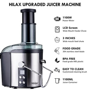 1100W High Speed Centrifugal Juicer Machine Juice Extractor,4 Speed Control & Pulse Function & LCD Screen, 3” Wide 8" High Feed Chute,Easy to Clean,BPA Free,Included Brush