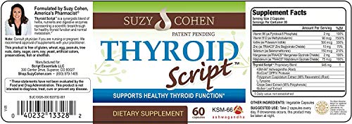 Thyroid Script Supplement - Supports Healthy Thyroid, T3 Activation, Immunity - Adrenal and Energy Function - DPPIV Enzyme for Gluten and Dairy Metabolism by Suzy Cohen