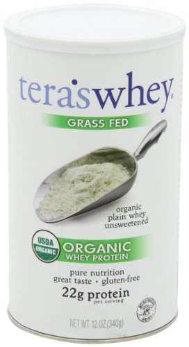 teraswhey Grass Fed Organic Whey Protein, Plain, 12 Ounce