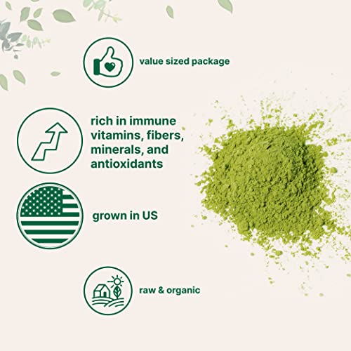 Sustainably US Grown, Organic Barley Grass Powder, 20 Ounce (1.25 Pounds), Rich Fibers, Immune Vitamins, Minerals, Antioxidants and Protein, Support Immune System and Digestion Function, Vegan