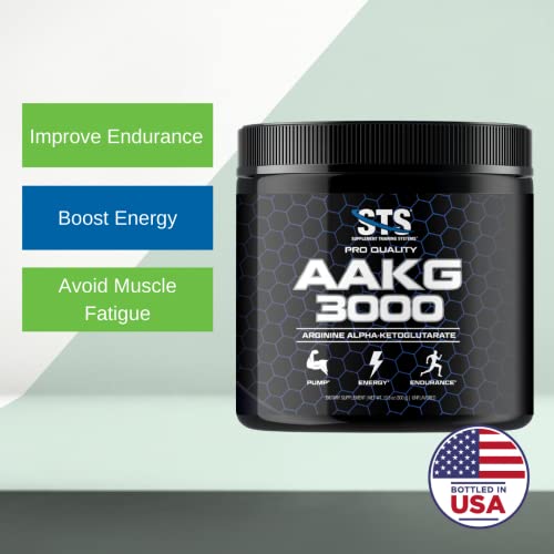 STS AAKG Powder 300 Grams - Arginine Alpha Ketoglutarate - Nitric Oxide Booster, Enhanced Endurance and Energy