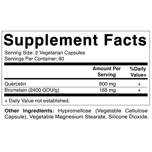 Vitamatic Quercetin with Bromelain - 120 Vegetarian Capsules - Supports Healthy Immune, Respiratory & Cardiovascular Function, Helps Improve Anti-Inflammatory Response
