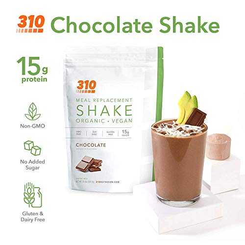 Vegan Organic Plant Protein Powder and Meal Replacement Shake - By 310 Nutrition - Gluten, Dairy and Soy Free - 0g of Sugar | Keto and Paleo Friendly… (Chocolate, 28 Servings)