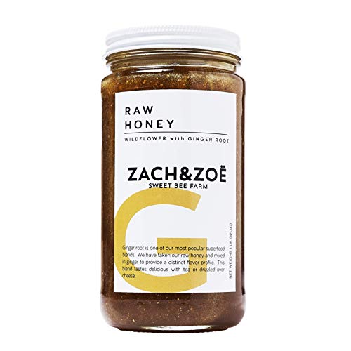 Unfiltered Raw Honey by Zach & Zoe Sweet Bee Farm – (1) Jar of Creamed Honey and (1) Jar of Ginger Honey - Pure Farm Raised Honey with Powerful Anti-oxidants, Amino Acids, Enzymes, and Vitamins!