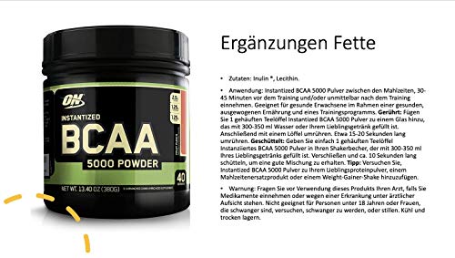 Optimum Nutrition Instantized BCAA Powder, Keto Friendly Branched Chain Essential Amino Acids, 5000mg, Fruit Punch,13.40 oz, 40 Servings (Packaging May Vary)