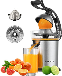 ASLATT Electric Citrus Juicer Squeezer, lemon orange juicer machine crush juice squeezer maker esprimidores de naranjas electrico Ultra Quiet Motor, Stainless Steel