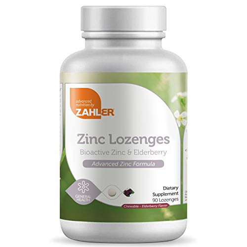 Zahler Zinc Lozenges with Elderberry, 25mg Chewable Zinc Tablets, Immune Support Antioxidant Supplement, Great Tasting Zinc Lozenge for Kids and Adults, Certified Kosher, 90 Lozenges