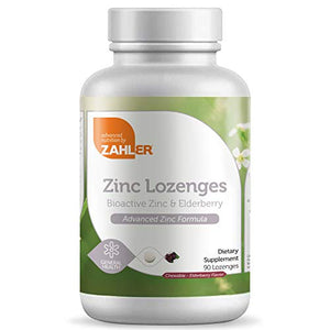 Zahler Zinc Lozenges with Elderberry, 25mg Chewable Zinc Tablets, Immune Support Antioxidant Supplement, Great Tasting Zinc Lozenge for Kids and Adults, Certified Kosher, 90 Lozenges