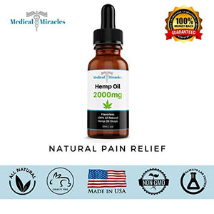 Medical Miracles 2000 MG Hemp Oil, Maximum Strength, 100% Natural Tincture Fast Acting, Extreme Power