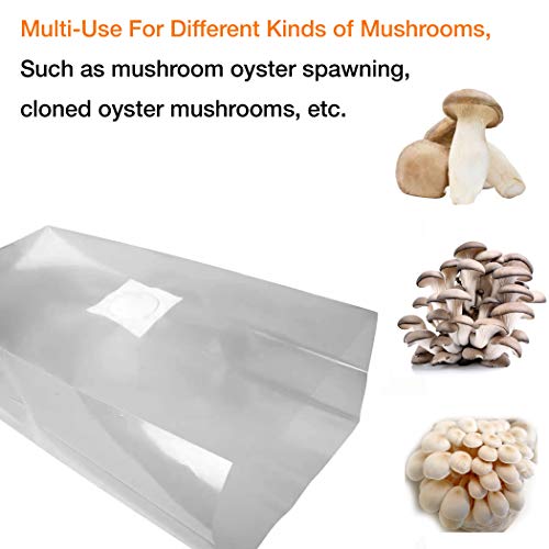 TonGass 60-Pack Autoclavable Mushroom Growing Bags - Large 8" x 5" x 20" Clear Mushroom Spawn Bags - Extra Thick 80 Micron Bags