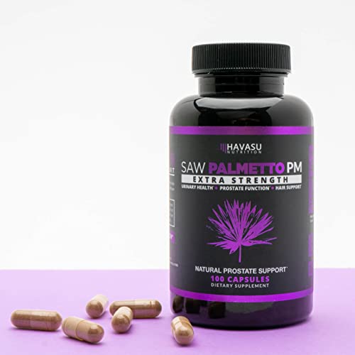 Saw Palmetto Prostate Supplements for Men as Potent DHT Blocker for Hair Growth and Beta Blocker to Decrease Frequent Urination (100 Count, Night Time)