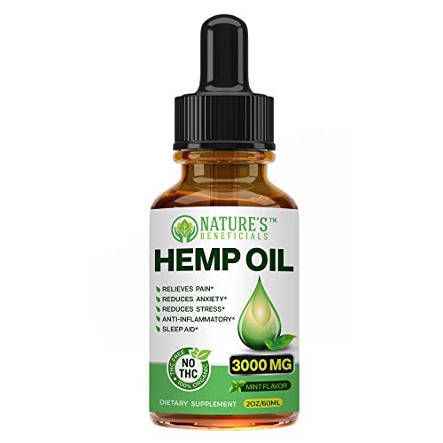 Organic Hemp Oil Extract Drops 3000mg - Ultra Premium Pain Relief Anti-Inflammatory, Stress & Anxiety Relief, Joint Support, Sleep Aid, Omega Fatty Acids 3 6 9, Non-GMO Ultra-Pure CO2 Extracted