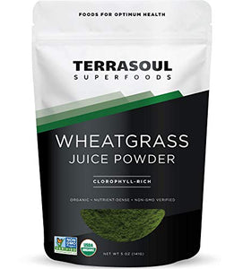 Terrasoul Superfoods Organic Wheat Grass Juice Powder, 5 Ounces - USA Grown | Made From Concentrated Juice | Superior to Wheatgrass