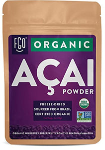 Organic ACAI Powder (Freeze-Dried) | 2oz Resealable Kraft Bag | 100% Raw Superfood Berry From Brazil | by FGO