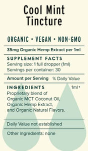 HUMBLE HARVEST Organic True Hemp Oil Extract, 1050mg, Cool Mint - Pure, Certified USDA Organic, Tincture, Vegan, Non-GMO, Quality, Mind/Body Balance, 1 Ounce Bottle