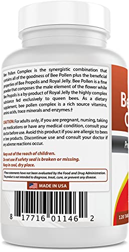 Best Naturals Bee Pollen Complex 1000 mg 120 Tablets