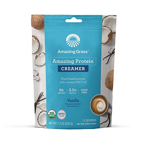 Amazing Grass Amazing Protein Creamer, Plant-Based Protein with Coconut MCT Oil, Vanilla, 12 Servings, 7.6 Ounce (Pack of 1)