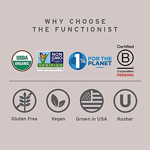 The Functionist Organic Mushroom Blend - 10 Mushroom Powder Supplement - Powerful Gut, Energy & Immune Mushroom Complex – Convenient Mushroom Drink Powder - Vegan, Kosher, 2.12 oz