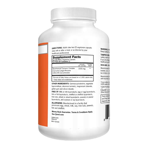 Turmeric Curcumin Capsules with 2 Turmeric Powder Packets, 40x Better Absorption, Qunol 1000mg Extra Strength Supplement, Patented Hydro-Soluble Technology, 120 Vegetarian Capsules w/Turmeric Sachets