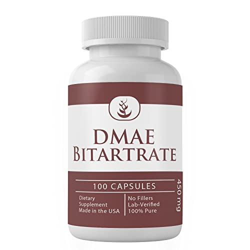DMAE Bitartrate Capsules (100 Capsules), Increases Acetylcholine, Regulates Brain Function, Lab Tested