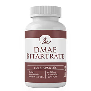 DMAE Bitartrate Capsules (100 Capsules), Increases Acetylcholine, Regulates Brain Function, Lab Tested