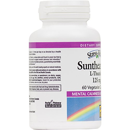 Stress-Relax Suntheanine L-Theanine 125 mg by Natural Factors, Non-Drowsy Stress Support for Mental Calmness and Relaxation, 60 capsules (30 servings)