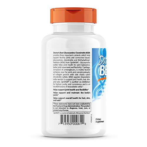 Doctor's Best Glucosamine Chondroitin Msm with OptiMSM Capsules, Supports Healthy Joint Structure, Function & Comfort, Non-GMO, Gluten Free, Soy Free, 240 Count (Pack of 1)