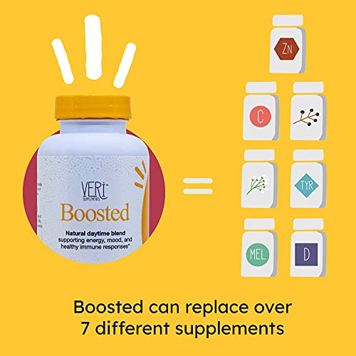 Veri Boosted Natural Immune Support Supplement, Elderberry, Zinc, Quercetin, Vitamin C, Vitamin D, L-Tyrosine, Gluten Free, Non-GMO, Vegan, 90 Capsules