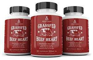 Ancestral Supplements Grass Fed Beef Heart (Desiccated) — Natural CoQ10, Supports Heart, Mitochondrial and Blood Pressure Health (180 Capsules)