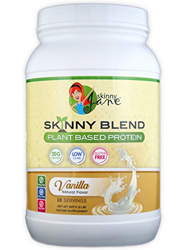 Skinny Jane Skinny Blend | Delicious Plant Based Protein Shake | Vegan Powder | Low Carbs Keto Friendly | Non GMO | No Soy, Gluten, Dairy and Egg Free | BCAAs (Vanilla, 2 Pound)