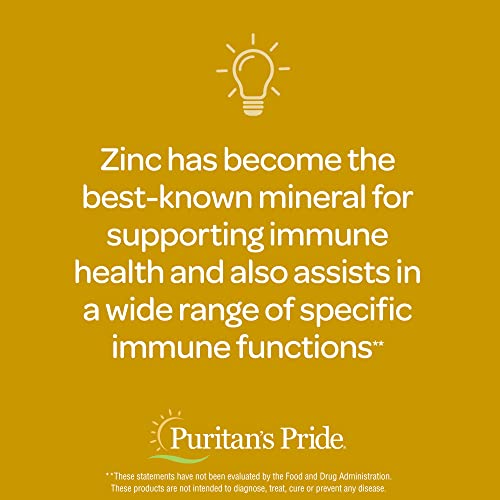 Zinc for Acne by Puritan's Pride a Mineral for Immune Sytem Health 100 Tablets