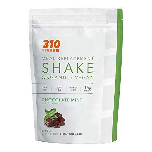 Vegan Organic Plant Protein Powder and Meal Replacement Shake - By 310 Nutrition - Gluten, Dairy and Soy Free - 0g of Sugar | Keto and Paleo Friendly… (Chocolate Mint, 28 Servings)