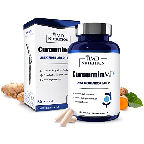 1MD Nutrition CurcuminMD Plus - Turmeric Curcumin with Boswellia Serrata - 285x More Absorbable | Joint Stiffness, Muscle Recovery, and Mood Support | 60 Capsules