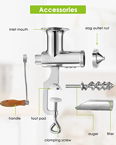 Moongiantgo Manual Wheatgrass Juicer Extractor Stainless Steel Manual Juicer for Juicing Wheat Grass Celery Kale Spinach Parsley Pomegranate Apple Grapes Fruit Vegetable (Detachable Slag Outlet)